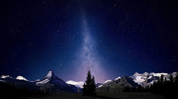 دانلود والپیپر منظره کوه آسمان پرستاره Night Sky Stars Mountain Scenery Landscape