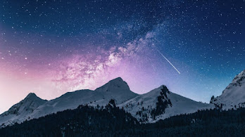 دانلود والپیپر کهکشان و کوه در شب Night Sky Stars Mountain Scenery Milky Way