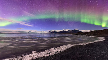 دانلود والپیپر شفق شمالی یخچال شمالگان Northern Lights Aurora Borealis Glacier