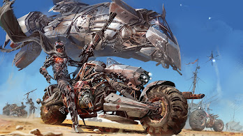 دانلود والپیپر آخرالزمانی سایبرپانک موتور Post Apocalyptic Cyberpunk Motorcycle Sci-Fi