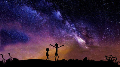 دانلود والپیپر ریک اند مورتی شب و ستاره Rick and Morty Night Stars