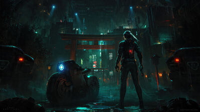 دانلود والپیپر سایبرپانک دختر و موتور Sci-Fi Cyberpunk Girl Motorcycle