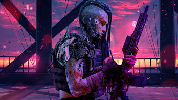 دانلود والپیپر دختر سرباز اسلحه به دست Sci-Fi Girl Soldier Guns