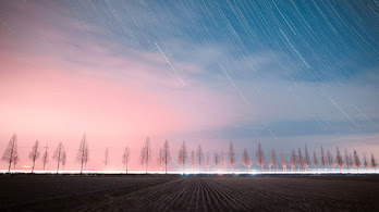دانلود والپیپر آسمان شب ستاره نوردهی طولانی Sky Night Stars Scenery Long Exposure
