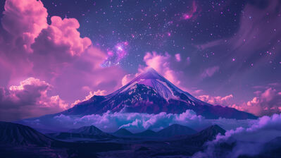 دانلود والپیپر منظره کوه برفی و ابر Snowy Mountain Clouds Stars