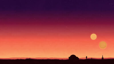 دانلود والپیپر مینیمال تاتویین استار وارز Star Wars Tatooine Minimalist