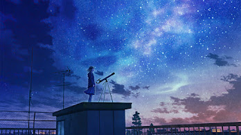 دانلود والپیپر انیمه منظره شب ستاره‌بانی Stargazing Starry Night Sky Anime Scenery
