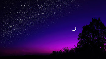دانلود والپیپر منظره آسمان پرستاره و ماه Starry Night Moon Scenery
