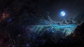 دانلود والپیپر آسمان شب پرستاره فانتزی Starry Night Moon Sky