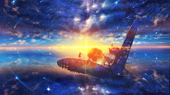 دانلود والپیپر طلوع انیمه افق ستاره‌ها Sunrise Anime Scenery Horizon Stars