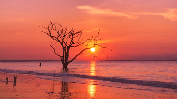 دانلود والپیپر منظره غروب دریا Sunset Sea Horizon Seascape