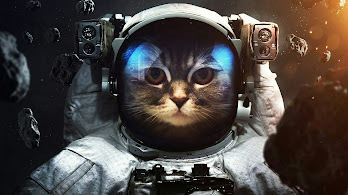 دانلود والپیپر فضانورد گربه Astronaut Cat Space