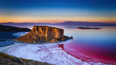 دانلود والپیپر طلوع زیبای دریاچه ارومیه ایران Beautiful Sunrise Lake Urmia Iran Scenery