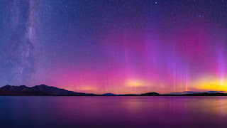 دانلود والپیپر غروب و آسمان پرستاره Beautiful Sunset Night Sky Starry Stars