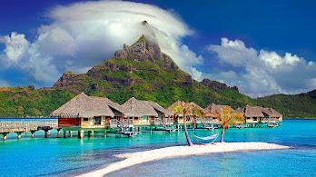 دانلود والپیپر منظره ساحل کوه بورا بورا Bora Bora Beach Mountain