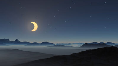 دانلود والپیپر منظره شب کویر ماه Desert Night Moon Scenery