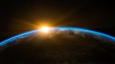دانلود والپیپر طلوع خورشید از فضا کره زمین Earth Planet Space Sunrise