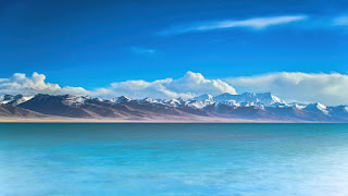 دانلود والپیپر اقیانوس و کوه Ocean Mountain Sky Scenery