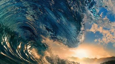 دانلود والپیپر موج دریا و غروب Sea Ocean Wave Sunset Sky