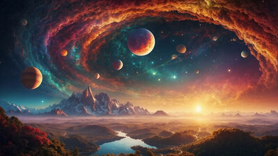 دانلود والپیپر فضا ستاره‌ها سحابی کهکشان Space Stars Planets Milky Way