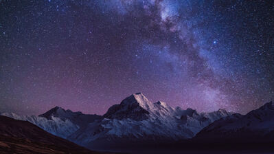 دانلود والپیپر منظره کوه آسمون پرستاره Starry Sky Night Mountain Scenery