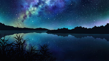 دانلود والپیپر آسمان شب پرستاره کهکشان راه شیری انیمه Art Starry Stars Night Sky Milky Way Anime Scenery Art