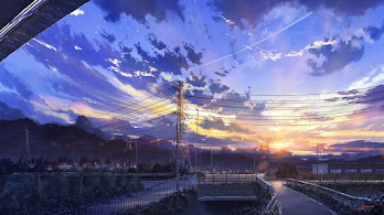 دانلود والپیپر انیمه منظره طلوع Anime Sunrise Scenery Sky Clouds