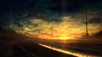 دانلود والپیپر منظره انیمه غروب Anime Scenery Sunset Landscape