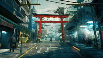 دانلود والپیپر خیابان سایبرپانک Cyberpunk 2077 Street City Concept Art
