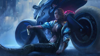 دانلود والپیپر دختر بایک سایبرپانک Cyberpunk Biker Girl