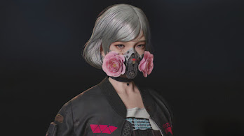 دانلود والپیپر دختر سایبرپانک و ماسک گاز با گل Cyberpunk Girl Flower Gas Mask