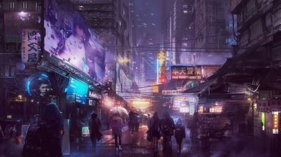 دانلود والپیپر سایبرپانک شهر شب Cyberpunk Night City Art