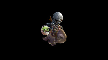 دانلود پوستر ماندلورین با بیبی یودا Mandalorian Baby Yoda Chibi