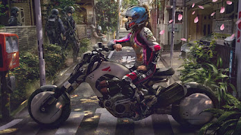 دانلود والپیپر موتورسیکلت سایبرپانک Motorcycle Cyberpunk Sci-Fi