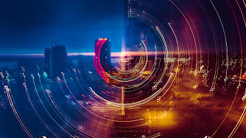 دانلود والپیپر منظره شهر شبانه Night City Lights Buildings Scenery