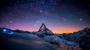 دانلود والپیپر شب پرستاره کوه منظره Night Sky Stars Mountain Landscape Scenery
