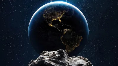 دانلود والپیپر سیارک زمین فضا Asteroid Earth Space