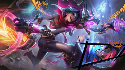دانلود والپیپر اسپلش آرت جینکس سوپرویلن بلیزینگ د فاینس لول وایلد رایفت Jinx Supervillain Blazing Defiance LoL Wild Rift Skin