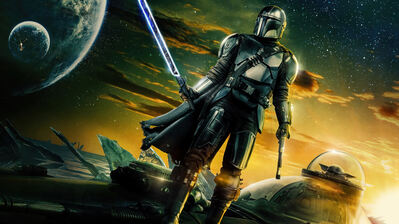 دانلود والپیپر ماندلورین و شمشیر تاریک Mandalorian Darksaber Grogu Season 3