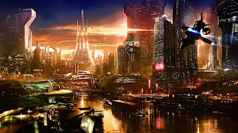دانلود والپیپر شهر علمی تخیلی Sci-Fi City Buildings Cityscape