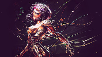 دانلود والپیپر علمی-تخیلی سایبرپانک دختر رباتی Sci-Fi Cyberpunk Cyborg Girl