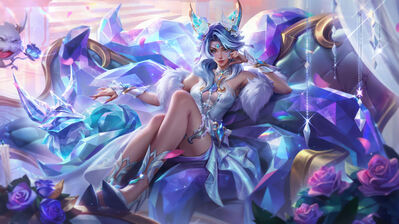 دانلود والپیپر آهری کریستال رز لول Ahri Crystal Rose Skin LoL WR Splash Art