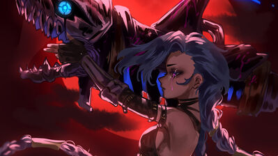دانلود والپیپر توپ جینکس آرکین نتفلیکس Jinx Cannon Arcane Netflix Series LoL Art