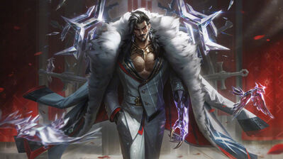 دانلود والپیپر اسپلش آرت سوئین چوزن آو د وولف پرستیژ لول Swain Chosen of the Wolf Prestige LoL Skin
