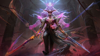 دانلود والپیپر یونه فایند کویلر اسپلش آرت لول وایلد ريفت Yone Fiend Queller Skin LoL Wild Rift Splash Art