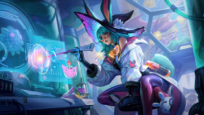 دانلود والپیپر بتل بانی آرورا اسپلش آرت لیگ Battle Bunny Aurora Skin LoL