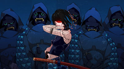 دانلود والپیپر دختر انیمه تیم نینجا ماسک اونی Anime Girl Ninja Squad Oni Mask
