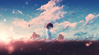 دانلود والپیپر دختر انیمه طلوع خورشید آسمان Anime Girl Sunrise Scenery Sky