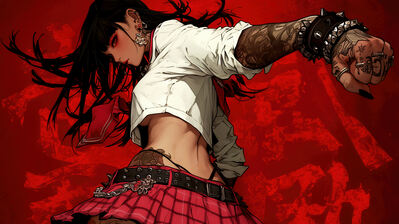 دانلود والپیپر دختر انیمه تتو یونیفرم مدرسه Anime Girl Tattoo School Uniform