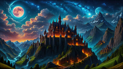 دانلود والپیپر قلعه فانتزی ماه کامل Castle Fantasy Full Moon